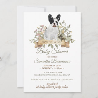 Invitation Baby Shower pour chiot Bouledogue Français