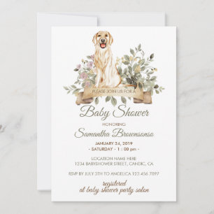 Invitation Baby Shower pour chiot Golden Retriever