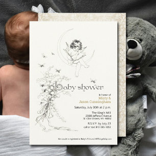 Invitation Baby-Shower pour couples à thème floral victorien