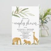 Invitation Baby shower pour couples, baby shower safari au be (Debout devant)