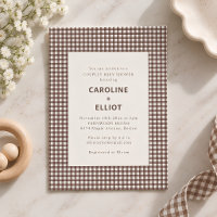 Baby Shower pour couples Gingham carreaux Brun Aut