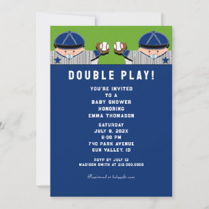 Invitation Baby Shower pour des Jumeaux de Baseball