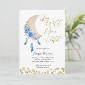 Invitation Baby shower pour enfants Blue Stay Wild Moon (Debout devant)
