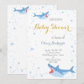 Invitation Baby shower pour enfants de Shark Summer Party (Devant / Derrière)