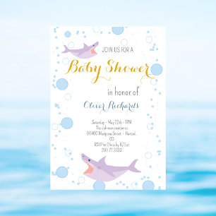 Invitation Baby shower pour enfants de Shark Summer Party