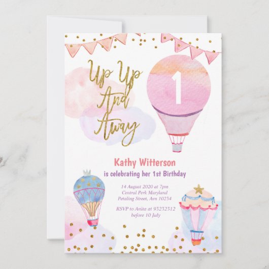 Invitation Baby shower pour filles à Parties scintillant de b (Devant)