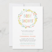Invitation Baby shower pour filles de germes de printemps (Devant)