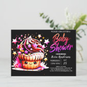 Invitation Baby shower pour filles de petit muffin imprimable (Debout devant)