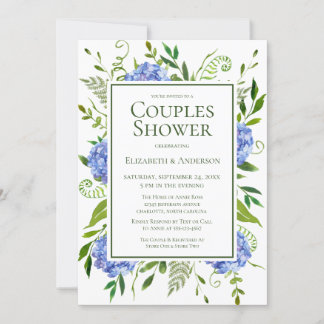 Invitation Baby Shower pour futurs parents avec des Hortensia