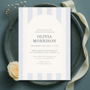 Invitation Baby-Shower pour Garçon à Rayures Bleues