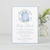 Invitation Baby shower pour garçon aquarelle (Debout devant)