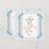 Invitation Baby shower pour garçon avec agneau bleu mignon (Devant / Derrière)