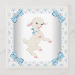 Invitation Baby shower pour garçon avec agneau bleu mignon