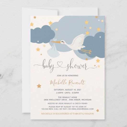 Invitation Baby shower pour garçon de livraison spéciale Stor (Devant)
