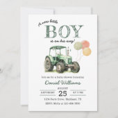 Invitation Baby shower pour garçon de tracteur (Devant)
