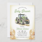 Invitation Baby shower pour garçon de tracteur (Devant)