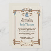 Invitation Baby shower pour garçon en cow-boy rustique (Devant / Derrière)
