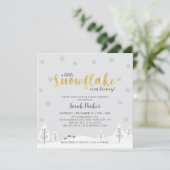Invitation Baby shower pour garçon Silver & Gold Winter Wonde (Debout devant)