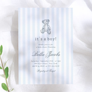 Invitation Baby-shower pour garçon sur le thème de l'ours en