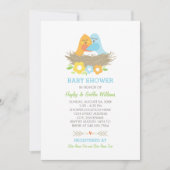 Invitation Baby Shower pour Garçon sur le Thème des Oiseaux N (Devant)