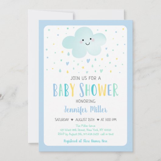 Invitation Baby shower pour garçons Cloud (Devant)