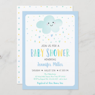 Invitation Baby shower pour garçons Cloud