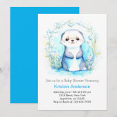 Invitation Baby shower pour garçons d'aquarelle Oasis Otterly (Devant / Derrière)