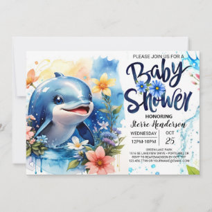 Invitation Baby shower pour garçons dauphins modifiable