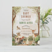 Invitation Baby shower pour garçons de forêt moderne Woodland (Debout devant)