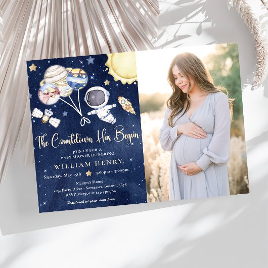 Invitation Baby shower pour garçons de l'espace extra-atmosph