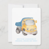 Invitation Baby shower pour garçons de voitures aquarelle (Dos)