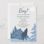 Invitation Baby shower pour garçons de Wolf Mountain Forest (Devant)