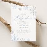 Invitation Baby shower pour garçons d'hiver Blue Snowflake<br><div class="desc">Invitations amis et famille à partager dans la joie de l'arrivée de votre petite personne avec cette invitation à baby shower à thème de flocon de neige rose et argent.</div>