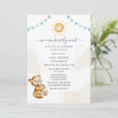 Invitation Baby shower pour garçons d'ours et de soleil (Debout devant)
