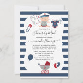 Invitation Baby shower pour garçons nautiques par courrier (Devant)