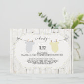 Invitation baby shower pour jumeaux - Neutre sur l (Debout devant)