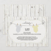 Invitation baby shower pour jumeaux - Neutre sur l (Devant / Derrière)