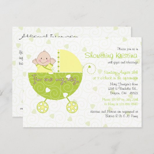 Invitation baby shower pour le transport inconnu p (Devant / Derrière)