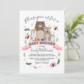 Invitation Baby shower pour les animaux de bois (Debout devant)