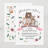 Invitation Baby shower pour les animaux de bois (Devant / Derrière)
