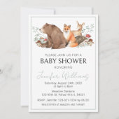 Invitation baby shower pour les animaux forestiers (Devant)