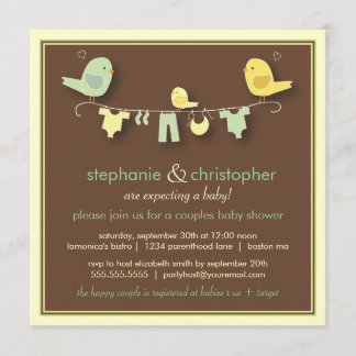 Invitation Baby shower pour les couples d'oiseaux