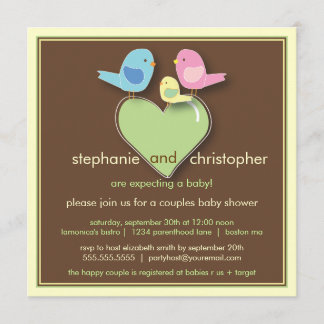 Invitation Baby shower pour les couples d'oiseaux