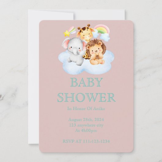 INVITATION baby shower POUR LES FILLES (Devant)
