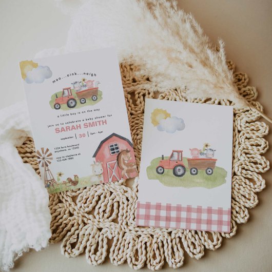 Invitation Baby shower pour les filles de la ferme