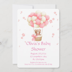 INVITATION baby shower POUR LES FILLES EN ROSE