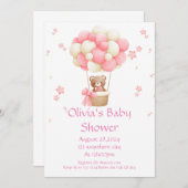 INVITATION baby shower POUR LES FILLES EN ROSE (Devant / Derrière)
