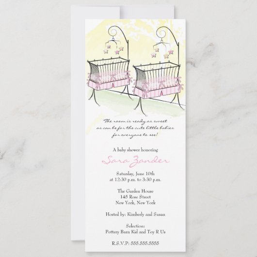 Invitation Baby shower pour les jeunes filles - Bé (Devant)