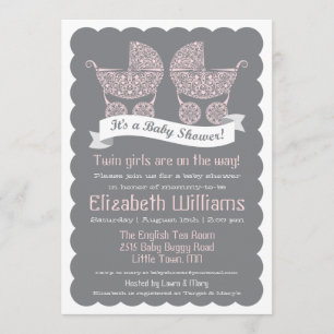 Invitation Baby shower pour les jeunes filles jume
