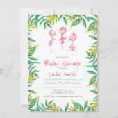 Invitation Baby Shower pour les triplés Flamingo Tropical (Devant)